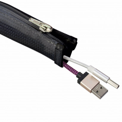 Axessline Cable Cover - Flätad kabelstrumpa med blixtlås, Ø 20 mm